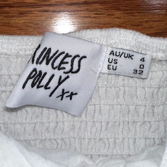 Princess Polly Darshan Cropped Cinched White Milkmaid Top Size 0 - Picture 3 of 14